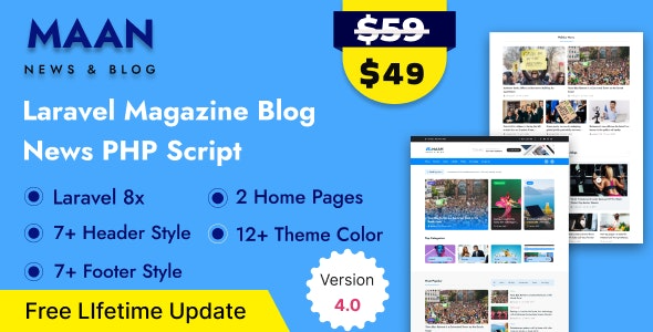 Maan News v4.0 – Laravel 杂志博客和新闻 PHP 脚本