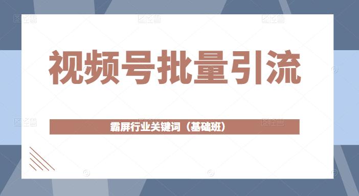 视频号批量引流,霸屏行业关键词(基础班)全面系统讲解视频号玩法【无水印】