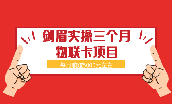 剑眉实操三个月物联卡项目,每月躺赚5000元左右