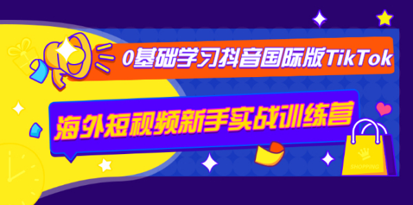 0基础学习抖音国际版TikTok海外短视频新手实战训练营【视频课】