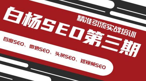 白杨SEO第三期精准引流实战培训(百度SEO、微信SEO、头条SEO、短视频SEO)