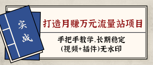 实战打造月赚万元流量站项目：手把手教学，长期稳定（视频+插件）无水印