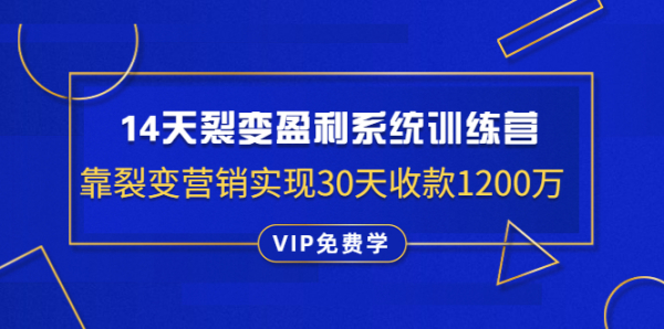14天裂变盈利系统训练营:靠裂变营销实现30天收款1200万(无水印)