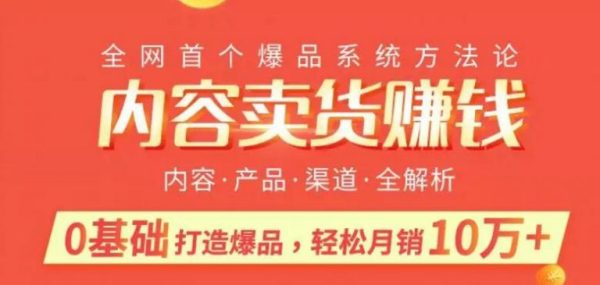 《内容卖货赚钱:0基础打造卖爆品,每月轻松躺赚10w+》【完结】