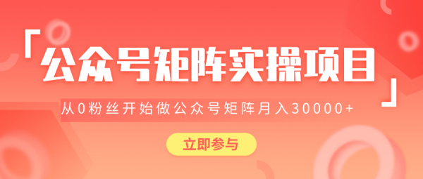 价值2580元公众号矩阵实操项目,从0粉丝开始做赚钱的公众号矩阵,月入30000+