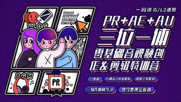 Pr三位一体视频创作&剪辑进阶训练营课程 附Pr、Ae、Au系列视频教程