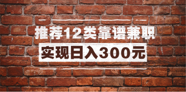 全方位推荐12类靠谱兼职,走出兼职陷阱,新手也能实现日入300元(13节课)