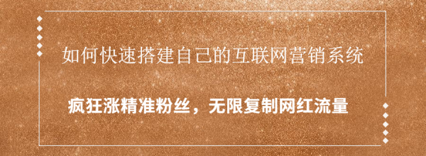 如何快速搭建自己的互联网营销系统,疯狂涨精准粉丝,无限复制网红流量