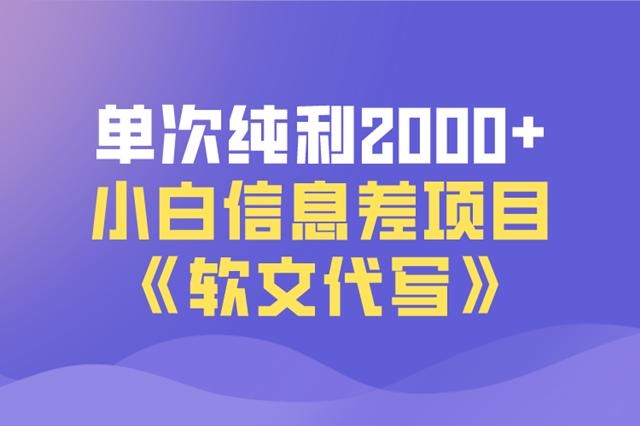 单次纯利2000+，小白信息差项目-软文代写