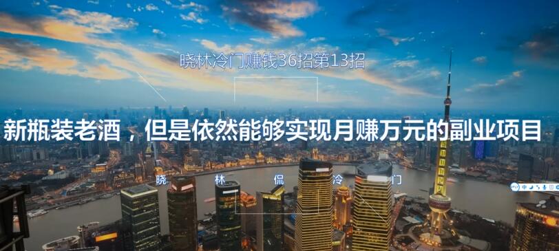 晓林冷门赚钱36招第13招新瓶装老酒,但是依然能够实现月赚万元的副业项目【视频课程】