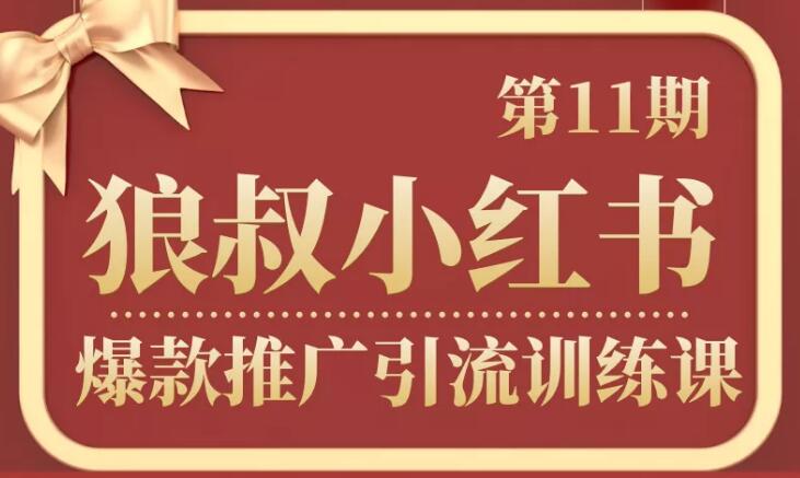 狼叔小红书爆款推广引流训练课第11期,手把手带你玩转小红书
