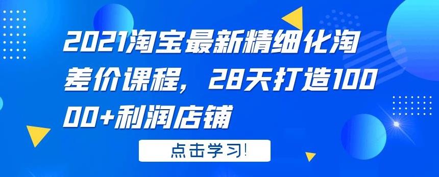 2021淘宝最新精细化淘差价课程,28天打造10000 利润店铺