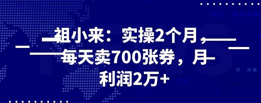 最新赚钱项目:实操2个月,每天卖700张券,月利润2万