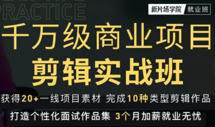 新片场学院千万级商业项目剪辑实战班,做剪辑不在业余,价值7800元