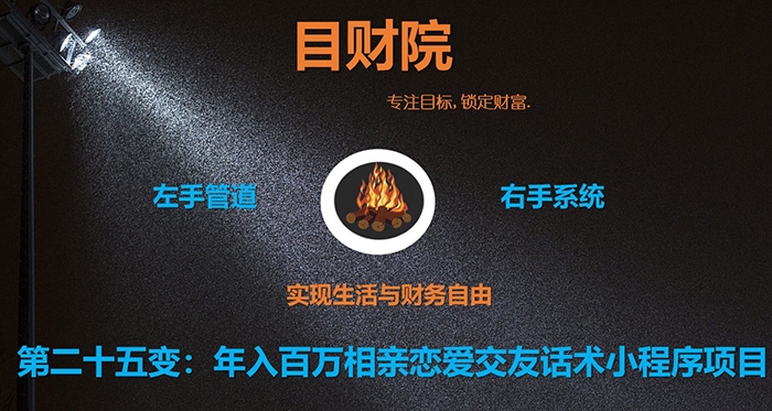 《目财36变》第二十五变:年入百万相亲恋爱交友话术小程序项目