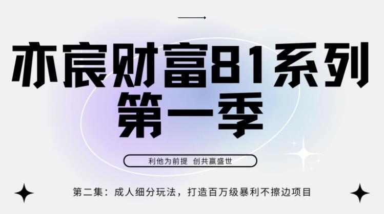 亦宸财富81系列第1季第2集:成人细分玩法,打造百万级暴利不擦边项目