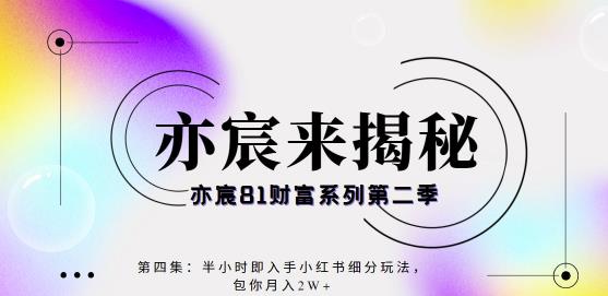 亦宸财富81系列第2季第4集:半小时即入手小红书成交项目,包你月入2W