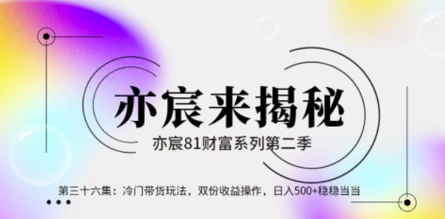 亦财富81系列第2季第36集:冷门带货玩法,双份收益操作,日入500+稳稳当当【视频课程】