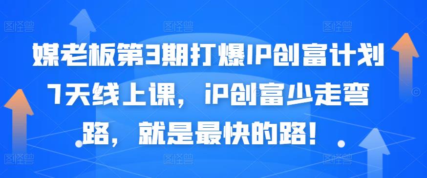 媒老板第3期打爆IP创富计划7天线上课,iP创富少走弯路,就是最快的路