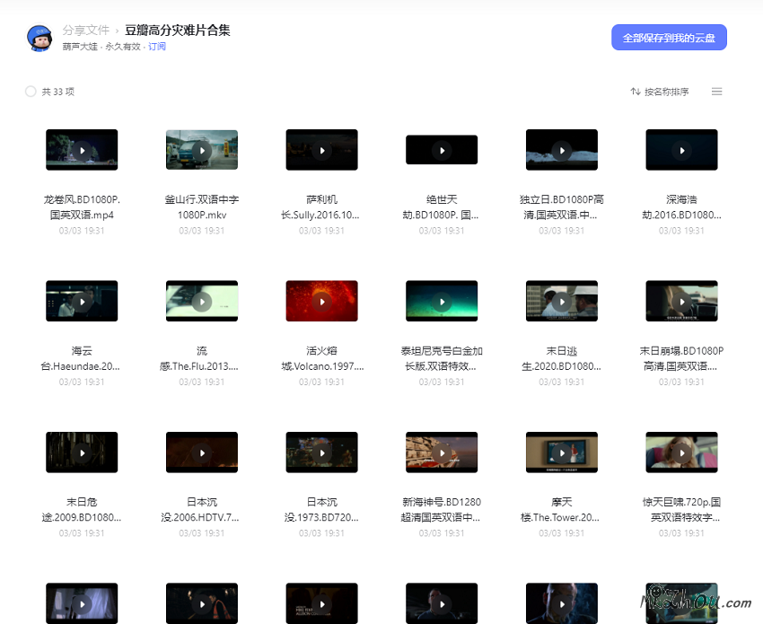豆瓣高分灾难片33部电影合集【阿里云盘】