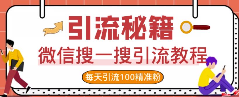 微信搜一搜引流教程,每天引流100精准粉【视频教程】