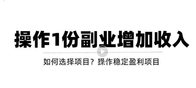 新手如何通过操作副业增加收入,从项目选择到玩法分享!【视频教程】