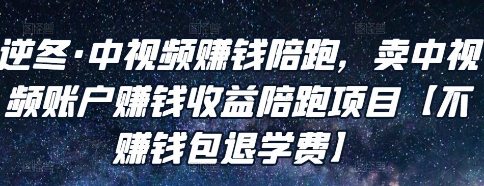 逆冬·中视频赚钱陪跑,卖中视频账户赚钱收益陪跑项目【不赚钱包退学费】