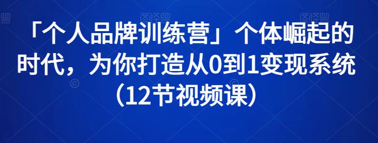 「个人品牌训练营」个体崛起的时代,为你打造从0到1变现系统(12节视频课)