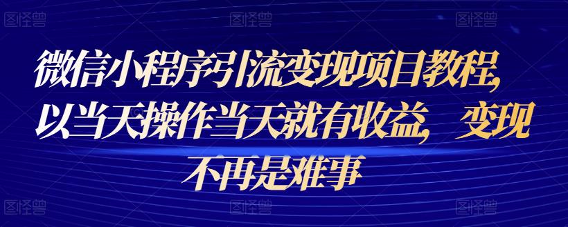 微信小程序引流变现项目教程,以当天操作当天就有收益,变现不再是难事