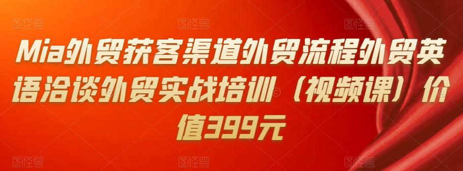 Mia外贸获客渠道外贸流程外贸英语洽谈外贸实战培训(视频课)价值399元