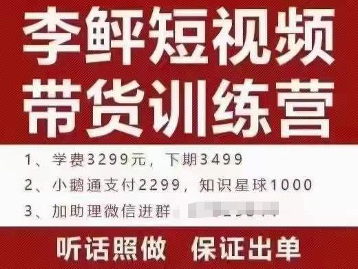 李鲆·短视频带货训练营(第10期),手把手教你短视频带货,听话照做,保证出单