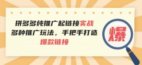 拼多多纯推广起链接实战:多种推广玩法,手把手打造爆款链接
