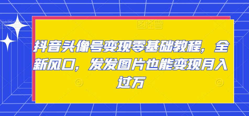 抖音头像号变现零基础教程,全新风口,发发图片也能变现月入过万