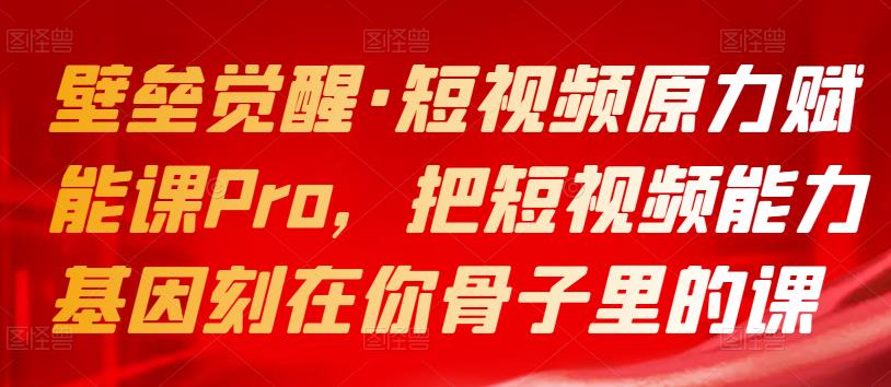 短视频原力赋能课Pro，把短视频能力基因刻在你骨子里的课