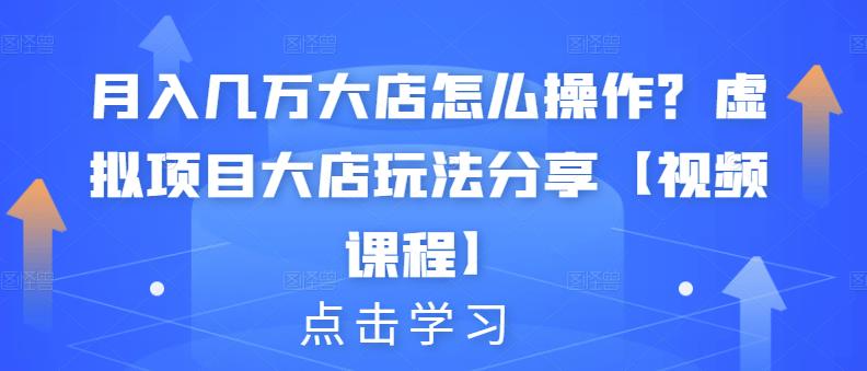 虚拟项目月入几万大店怎么操作？大店玩法分享【视频课程】