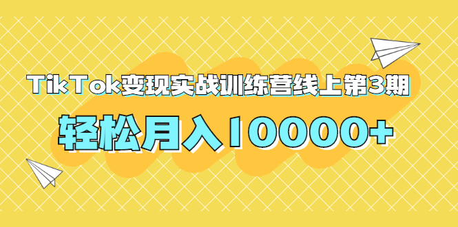 龟课：海外抖音TIKTOK变现实战训练营线上第3期，轻松月入10000+