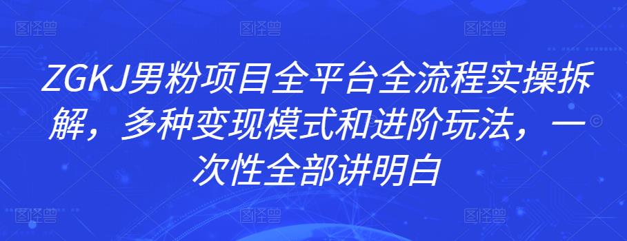 图片[1]-ZGKJ男粉项目全平台全流程实操拆解，多种变现模式和进阶玩法，一次性全部讲明白-云上仙人说钱