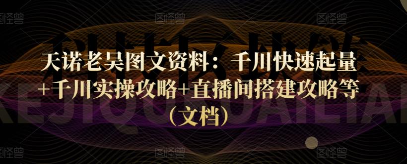 天诺老吴图文资料:千川快速起量+千川实操攻略+直播间搭建攻略等(文档)