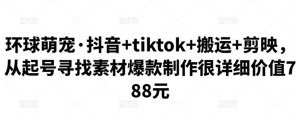 图片[1]-百万粉丝博主·抖音+tiktok+搬运+剪映，从起号寻找素材爆款制作很详细价值788元-云上仙人说钱