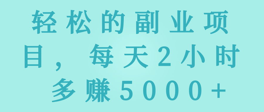 轻松的副业项目，每天2小时 多赚5000+【视频教程】