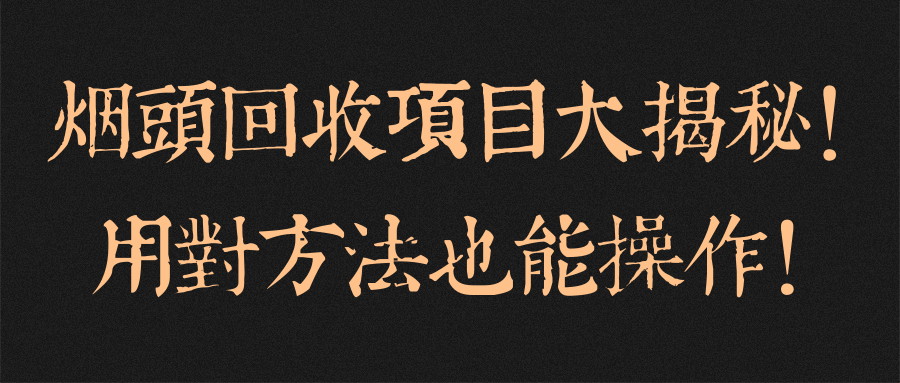 烟头回收项目大揭秘！用对方法也能操作！【视频教程】