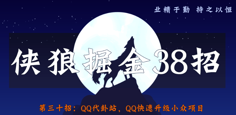 QQ代卦站，QQ快速升级小众项目【侠狼掘金38招第30招】