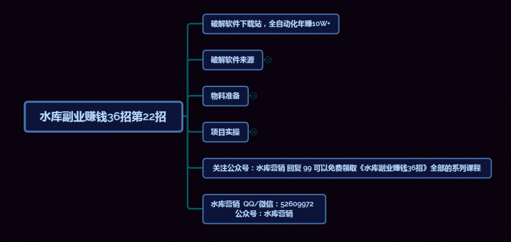 破解软件下载站，全自动化年赚10W+【水库副业赚钱36招第22招】