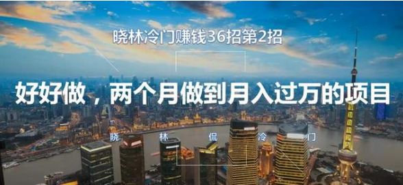 晓林冷门赚钱36招第2招：好好做，两个月做到月入过万的项目【视频课程】