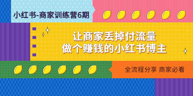 小红书卖货-商家训练营12期：让商家丢掉付流量，做个赚钱的小红书博主