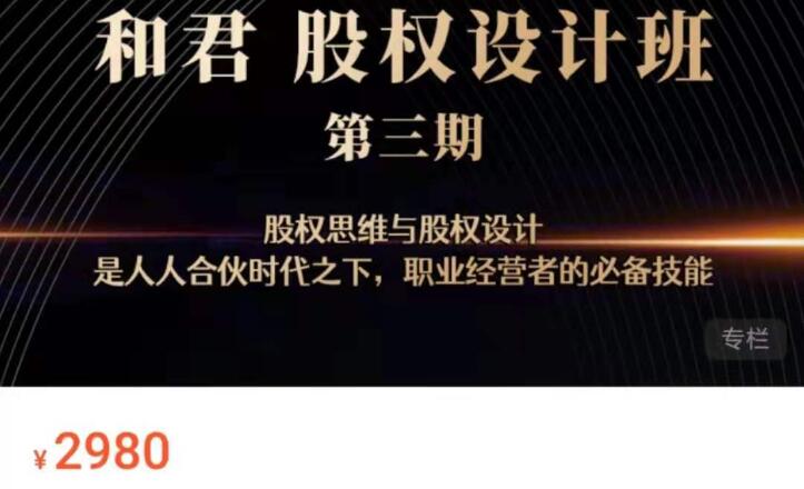 和君·股权激励设计班24讲（第三期)
