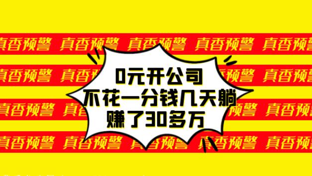 0元开公司，不花一分钱几天躺赚了30多万