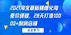 2021淘宝精细化淘差价课程，28天打造10000 利润店铺