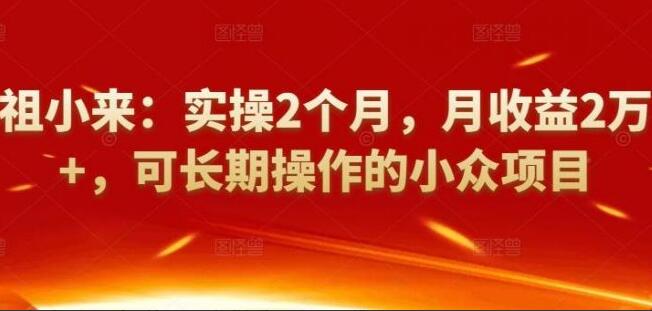 祖小来：实操2个月收益4万+，可长期操作的小众项目
