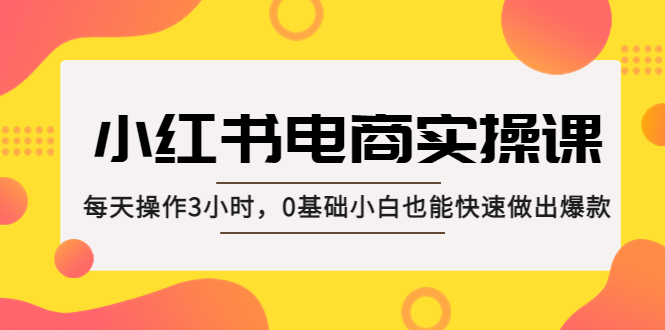 小红书·电商实操课：每天操作3小时，0基础小白也能快速做出爆款！